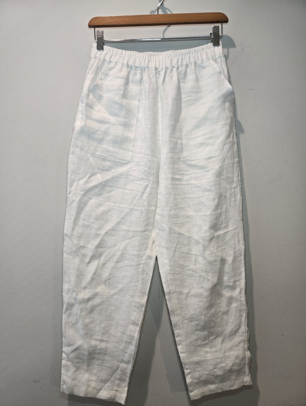 Iximo Cropped Linen Pants Women's Small White High Rise Summer Resort Wear